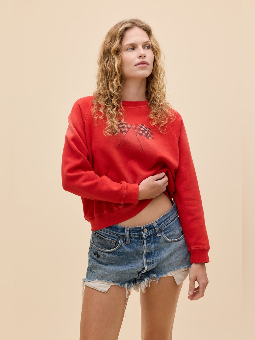 NEW DAYDREAMER Ready Set Go Graphic Shrunken Sweatshirt